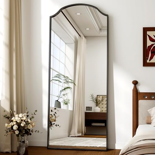 Koonmi 165 x 60 cm Ganzkörperspiegel - Einzigartiger gewölbter Oberkörper, für Garderobe, Schlafzimmer, hängend, stehend oder Sich anlehnen, schwarz von Koonmi