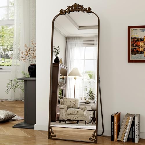 Koonmi 70x180 cm Vintage Gewölbter Standspiegel Ganzkörperspiegel, Bruchsicher Stehspiegel in voller Länge mit schönen Retro-Gravur Prozess für Schlafzimmer Flur, Antike von Koonmi