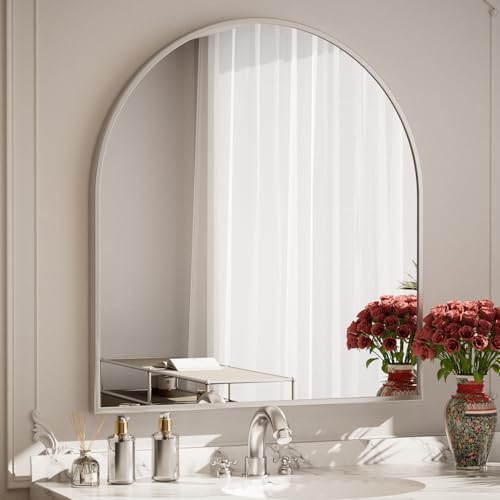 Koonmi Wandspiegel 81×86cm mit Aluminiumrahmen,dekorativer HD Wandspiegel Schminkspiegel für Badzimmer, Ankleidezimmer, Wohnzimmer, unbrechbarer Spiegel Silber Koonmi Wandspiegel 81×86cm mit Aluminiumrahmen,dekorativer HD Wandspiegel Schminkspiegel für Badzimmer, Ankleidezimmer, Wohnzimmer, unbrechbarer Spiegel Silber von Koonmi