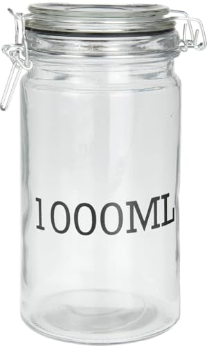 Vorratsgläser für Nudeln, Fassungsvermögen aufgedruckt, luftdichter Einmachglas-Verschluss, glas, 1000 ml von Koop