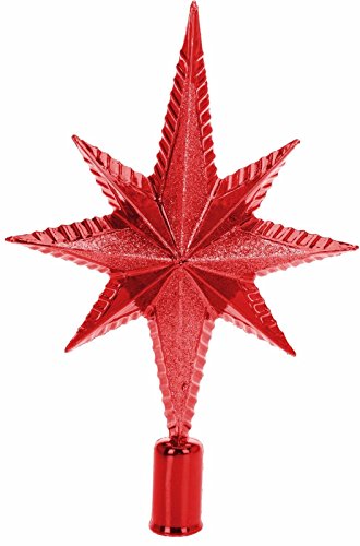 koop Weihnachtsbaumspitze mit Glitzer, roter Stern, Dekoration für Baumkronen von koop