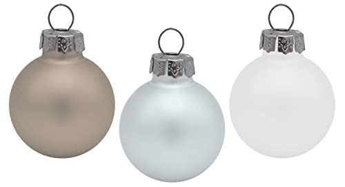 Koopman International b.v Christbaumschmuck Weihnachtskugeln Weiß Blau Taupe Mix Glas Ø 2,5 cm Deko 24 Stück von Koopman International b.v