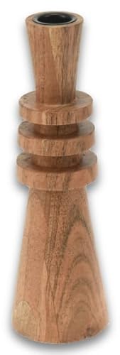 Koopman International b.v Kerzenhalter für Stabkerze Kerzenständer Kerzenleuchter Holz Braun Tischdeko Deko 22cm, Modell:Modell1 von Koopman International b.v