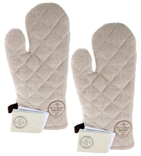 Koopman International b.v Küchenhandschuh Ofenhandschuh Schutzhandschuh Topfhandschuh Baumwolle beige 32x18 cm 2 Stück von Koopman International b.v