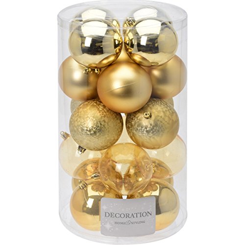 Koopman International b.v. 20tlg. Weihnachtskugeln 8cm Baumschmuck Tannenbaum Hängedeko Christbaum Schmuck, Farbe:Gold von Koopman International b.v.