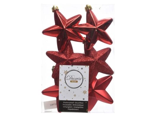 B Stern bruchfest Weihnachtskugeln Christbaumkugeln rot 6 TLG von Koopman International
