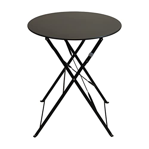 Koopman International Bistrotisch Ø60xH70 cm klappbar Metallgestell Dunkelgrau - Beistelltisch Metalltisch Serviertisch Klapptisch Balkontisch Gartentisch Campingtisch Partytisch von Koopman International