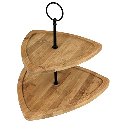 Koopman Etagere mit 2 Ablagen Bambus mit Modellwahl Servierständer Holz Etagenständer Telleretagere Etagerie Etagenplatte (Dreieck), Hellbraun von Koopman International