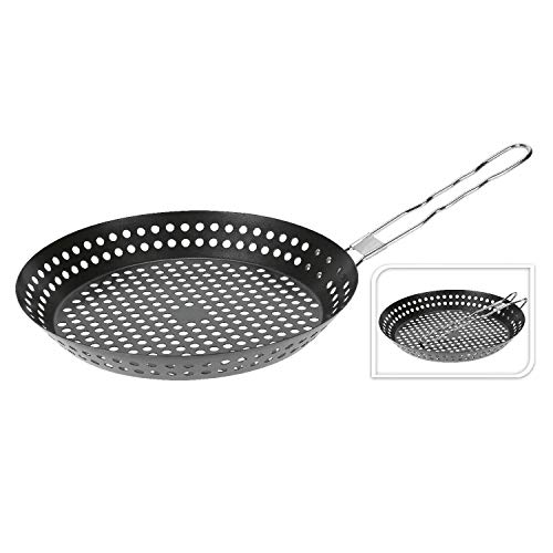 Koopman International Vaggan Barbeque Frying Pan with Holes and Foldable Handle BBQ Grilling 9,5 Zoll von Koopman International