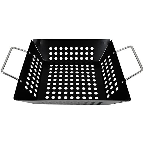 BBQ Grillkorb mit Modellwahl Wokpfanne Grill Pfanne Korb Gemüsekorb Grillpfanne Grillschale (Grill Wok eckig 23x23 cm) von Koopman