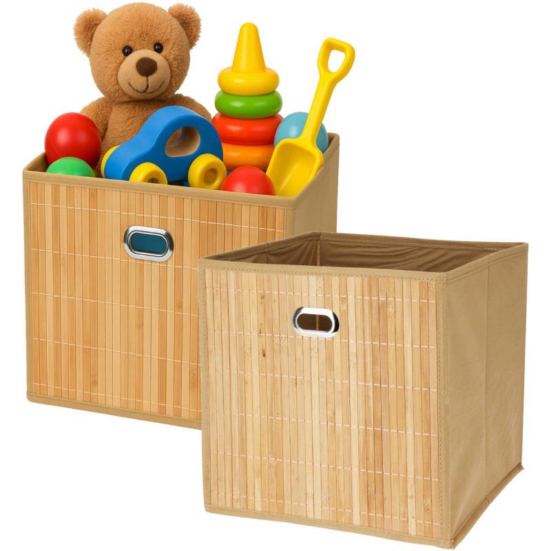 Koopman Aufbewahrungsbox Faltbox Bambus 31x31x31cm 1/2/4 er Set (2 St), 2er Set, Hellbraun, Regal, Faltbar, Aufbewahrungsbox von Koopman