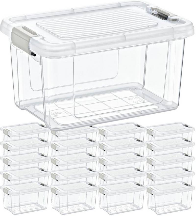 Koopman Aufbewahrungsbox Kunststoffbox Stapel Lager Regal Ordnung Küche Haushalt 18x12 cm (20 St), 20er Set, Deckel, Kunststoff, Kleinteilebox, Vorratsbox von Koopman