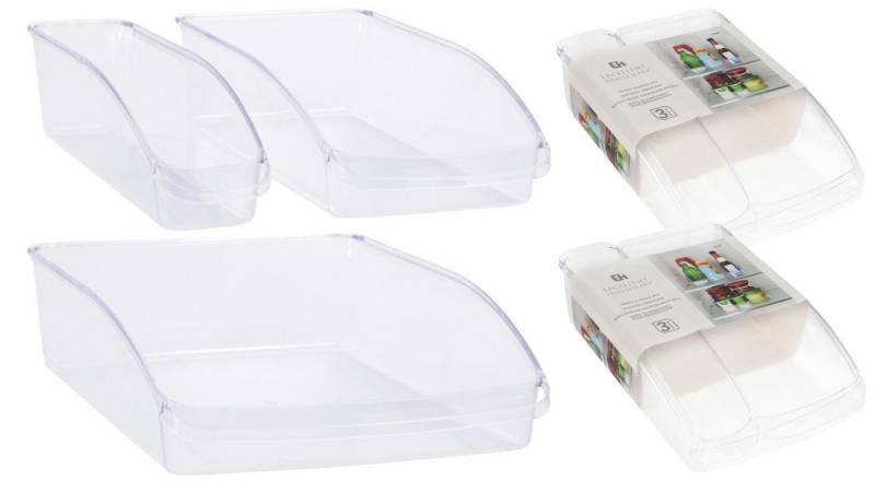 Koopman Aufbewahrungssystem Kühlschrank Organizer Aufbewahrungsbox Küche Haushalt, Kunststoff, (2-tlg), Kühlschrank Sortierung, verschiedene Größe, 6tlg, Transparent von Koopman