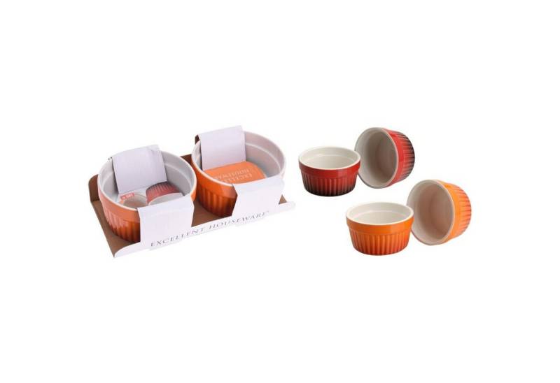 Koopman Auflaufform 12x Ofenschalen 9cm 2er Set Rot Orange Auflaufform Kochgeschirr Creme, Keramik von Koopman
