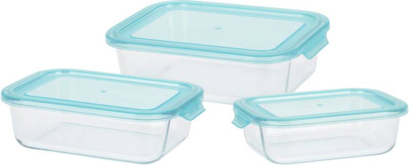 Koopman Frischhaltedose Frischhaltedosen Vorratsdosen Glasbehälter 3 Tlg. Set, Glas, (3-tlg., 3 teile), 6 Teile, Vorratsbehälter, 3 Größen, mit Deckel, Hitzebeständig von Koopman