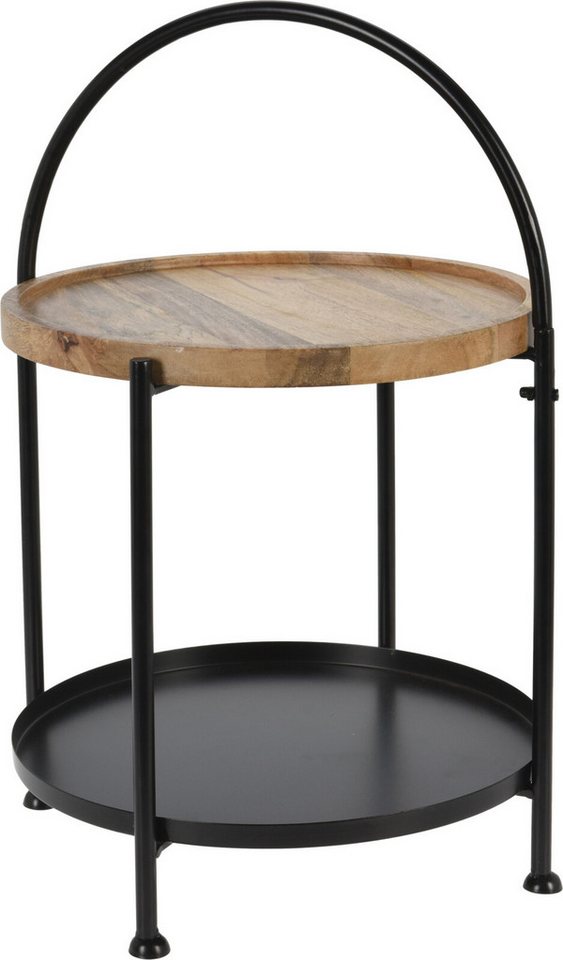 Koopman Beistelltisch Telefontisch 55 cm x 39 c Schwarz (1-St), 2 Ablagen, Kaffeetisch, Mangoholz, Sofatisch, Tisch von Koopman