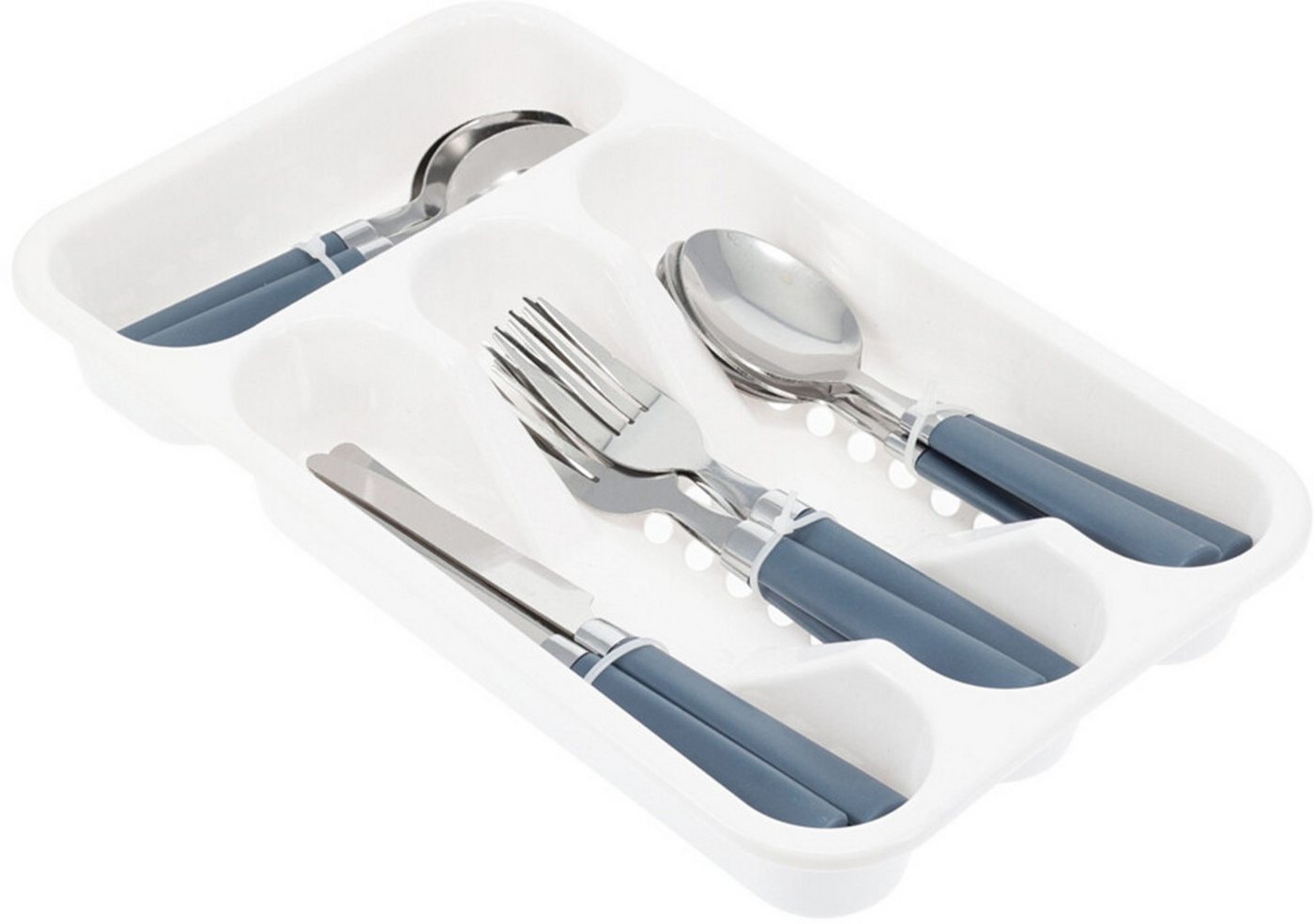 Koopman Besteck-Set Campingbesteck Besteckset Reisebesteck Besteckkasten (16-tlg), Edelstahl, Rostfrei, Edelstahl, Blau, 16tlg, Besteckhalter von Koopman