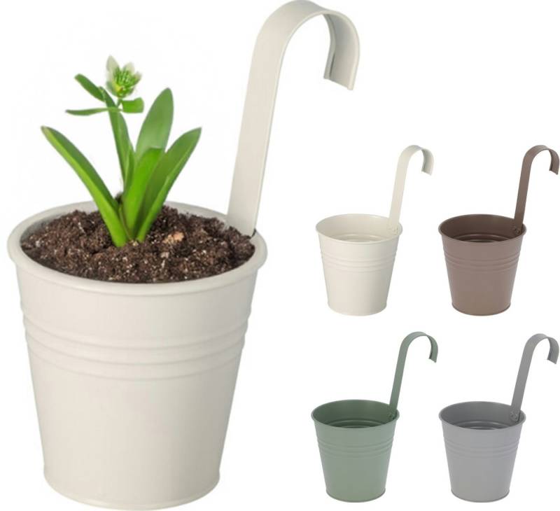 Koopman Blumentopf Pflanztopf Blumentopf Übertopf Pflanzkübel (4 St), 4tlg, mit Henkel, Metall, zum aufhängen, Bunt von Koopman