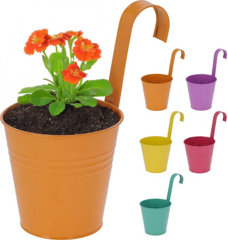 Koopman Blumentopf Pflanztopf Blumentopf Übertopf Pflanzkübel (5 St), 5tlg, mit Henkel, Metall, zum aufhängen, Bunt von Koopman