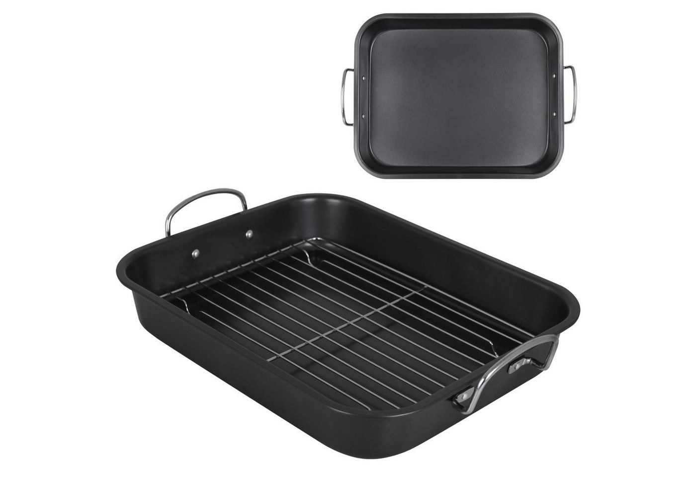 Koopman Bräter Bratform Grillrost 39x29cm Ofenform Schmortopf Multibräter, Gänsebräter Brattopf Kochgeschirr Backofen Gittereinsatz Kochtopf von Koopman