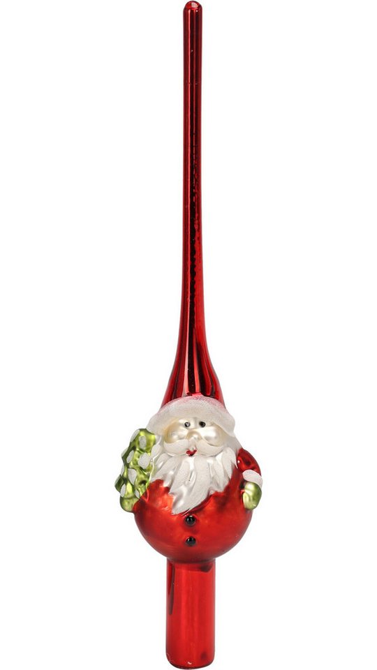 Koopman Christbaumspitze Weihnachtsbaumspitze Baumspitze Glas Schnee,-/ Weihnachtsmann 25cm (1-tlg), Weihnachtsmann, 25cm hoch, Glas, Leichtgewichtig, Weihnachten von Koopman