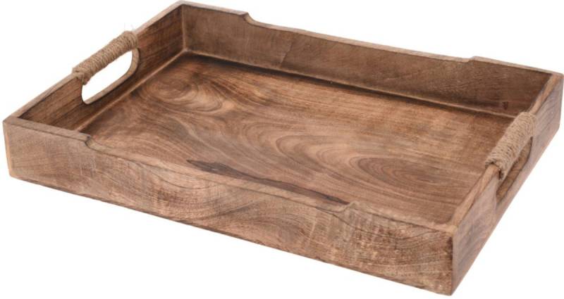 Koopman Dekotablett Braun (1 St), Tablett, Mangoholz, Serviertablett, Holztablett von Koopman