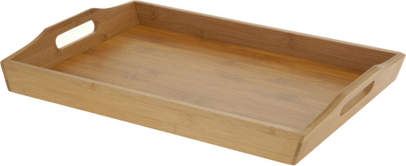 Koopman Dekotablett Serviertablett Bambus 43x29x5 cm Leicht 2 Griffe (1 St), Bambus, Serviertablett, 2 Tragegriffe, Frühstückstablett, Tablett von Koopman