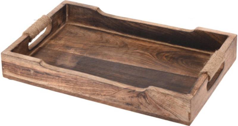 Koopman Dekotablett Serviertablett Holztablett Mango Braun Unbehandelt Rustikal 3 Größen (1 St), Tablett, Mangoholz, Serviertablett von Koopman