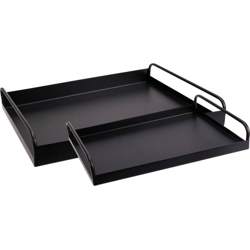 Koopman Dekotablett Tablett Serviertablett Frühstückstablett 2tlg Metalltablett (2 St), 2 Größen, Schwarz, Metall, 37x28cm, 30x20cm von Koopman