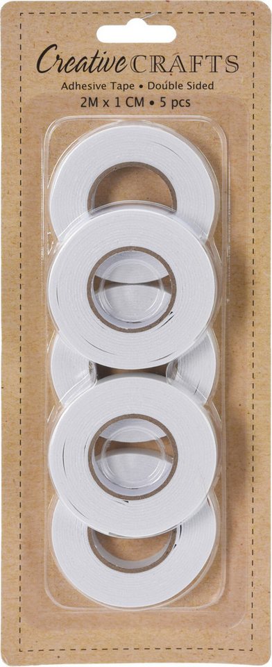 Koopman Doppelklebeband Kleberollen Klebebank Bastelband Doppelseitig Rollen 5 Stk. (5-St) Stark haftend, 1mm Stark, 2m je Rolle, Basteln, Kleben von Koopman