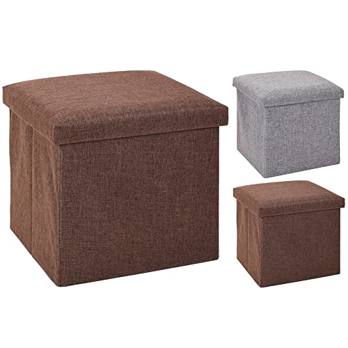 Koopman Faltbarer Stauraumhocker mit gepolstertem Deckel (38x38x38 cm/Braun) von Koopman