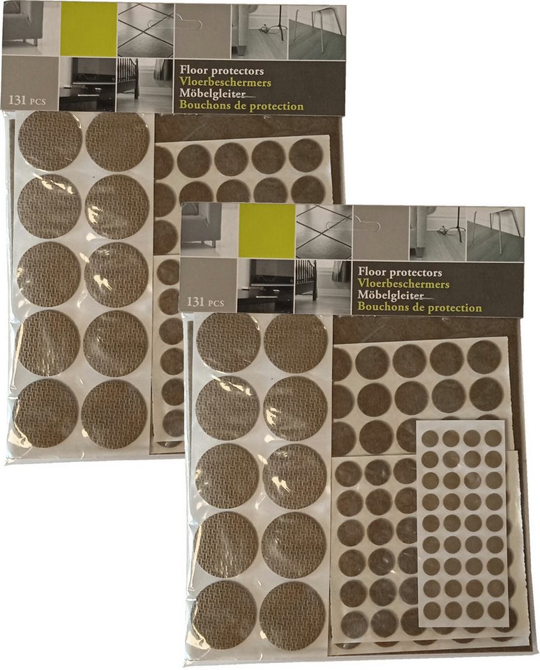 Koopman Filzgleiter Möbeluntersetzer 4 Größen Gleiter Weiß / Braun 262 er Set, (2 St), Möbeluntersetzer, Möbelgleiter, div. Größen, Zuschnitt von Koopman