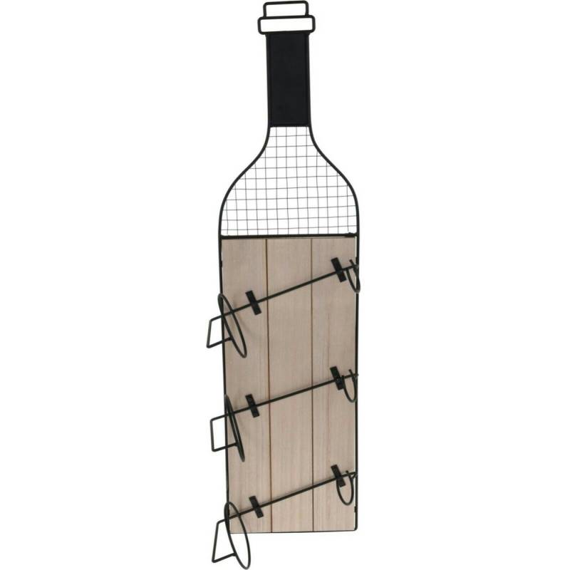 Koopman Flaschenregal Weinregal Weinschrank Metallregal 83 cm zum Aufhängen, 1-tlg., Weinregal, Metall und Holz, Schwarz, für 3 Flaschen von Koopman