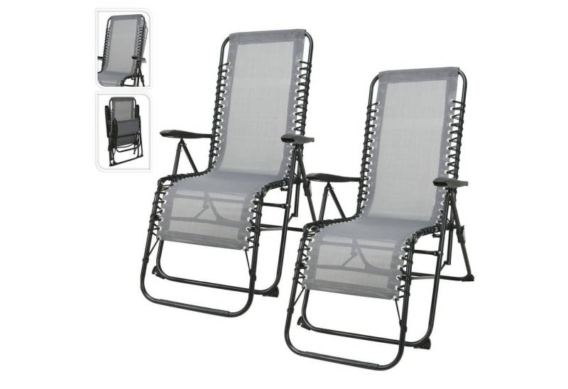Koopman Gartenstuhl Klappstuhl Campingstuhl Hochlehner Gartensessel (2 St), 2 Stk, Fußstütze, Lehne verstellbar, Faltbar, max 100kg von Koopman