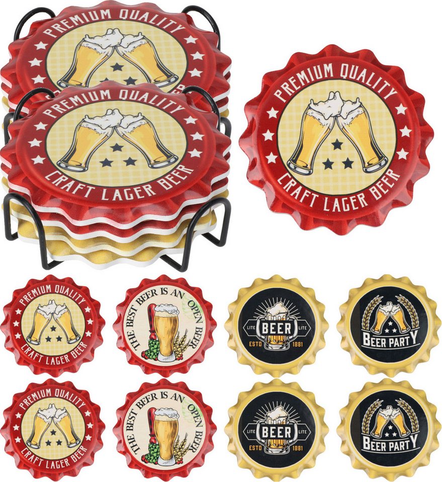 Koopman Getränkeuntersetzer Glasuntersetzer Untersetzer Tassenuntersetzer Ø11cm, 10-tlg., 14tlg, Bier-Motive, inkl. Ständer, Keramik, Korkuntersatz Koopman Getränkeuntersetzer Glasuntersetzer Untersetzer Tassenuntersetzer Ø11cm, 10-tlg., 14tlg, Bier-Motive, inkl. Ständer, Keramik, Korkuntersatz von Koopman