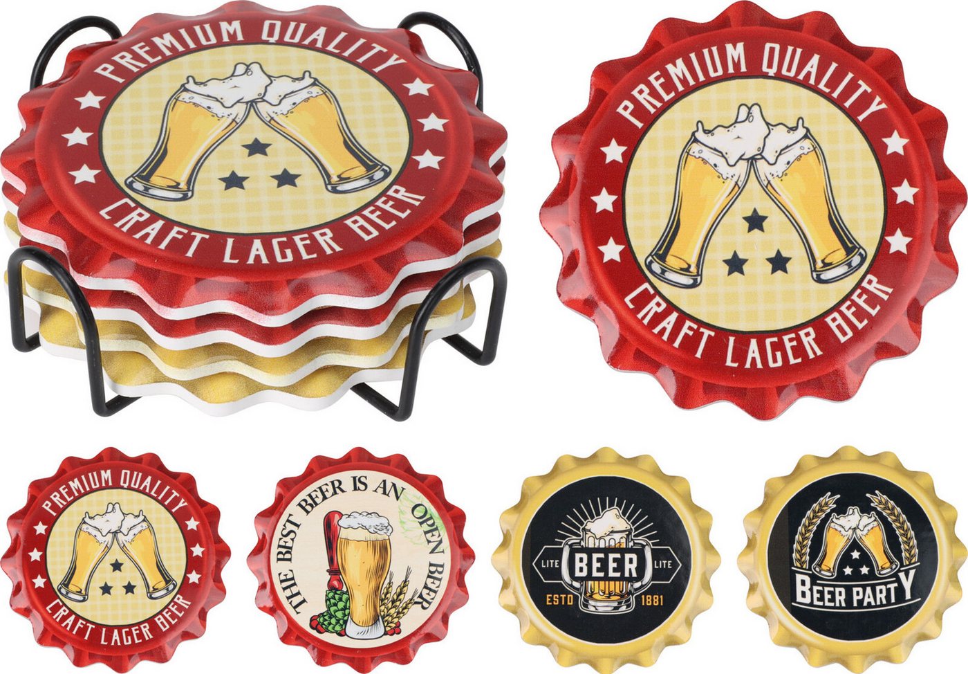 Koopman Getränkeuntersetzer Glasuntersetzer Untersetzer Tassenuntersetzer Ø11cm, 5-tlg., 7tlg, Bier-Motive, inkl. Ständer, Keramik, Korkuntersatz Koopman Getränkeuntersetzer Glasuntersetzer Untersetzer Tassenuntersetzer Ø11cm, 5-tlg., 7tlg, Bier-Motive, inkl. Ständer, Keramik, Korkuntersatz von Koopman
