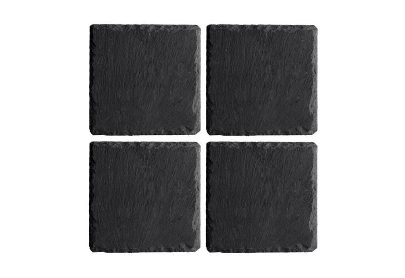 Koopman Glasuntersetzer Schieferplatten RILEY, 4er Set, Grau, 10 x 10 cm von Koopman