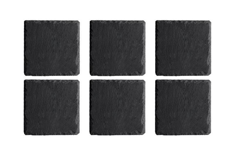 Koopman Glasuntersetzer Schieferplatten RILEY, 6er Set, Grau, 10 x 10 cm von Koopman