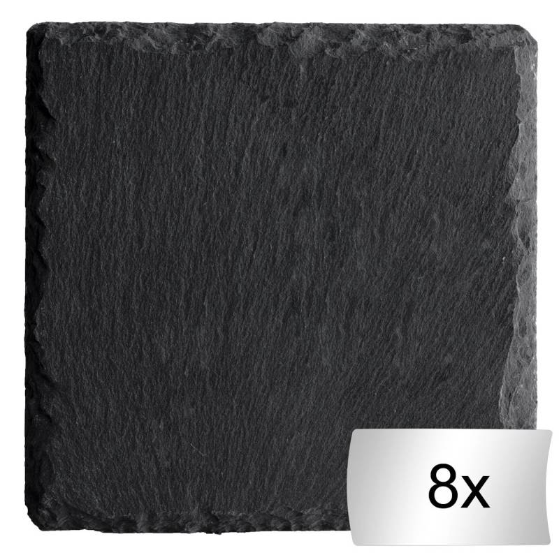 Koopman Glasuntersetzer Schieferplatten RILEY, 8er Set, Grau, 10 x 10 cm von Koopman