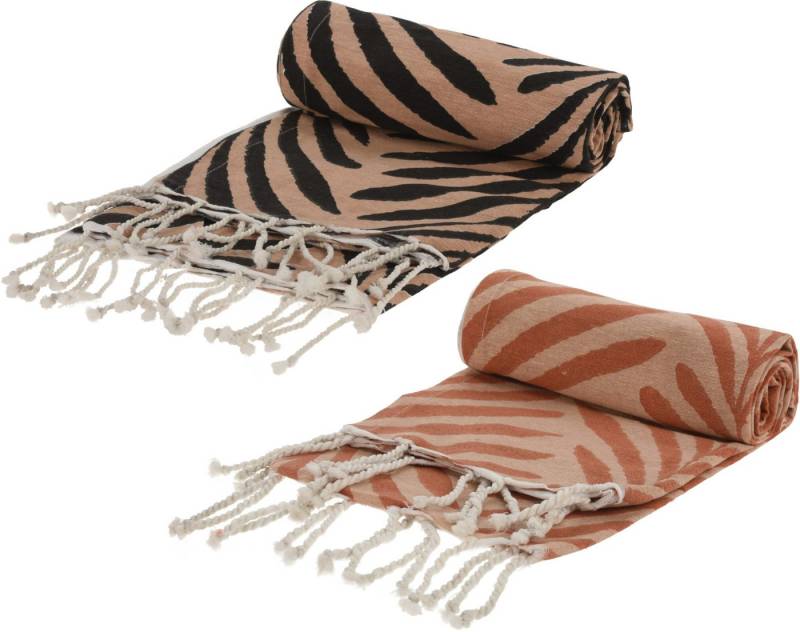 Koopman Hamamtuch Saunatuch Handtuch 170x90 cm Rot + Schwarz Baumwolle 2er Set, (2-St), 2tlg, Strandtuch, Saunatuch, Handtuch, 170x90cm von Koopman