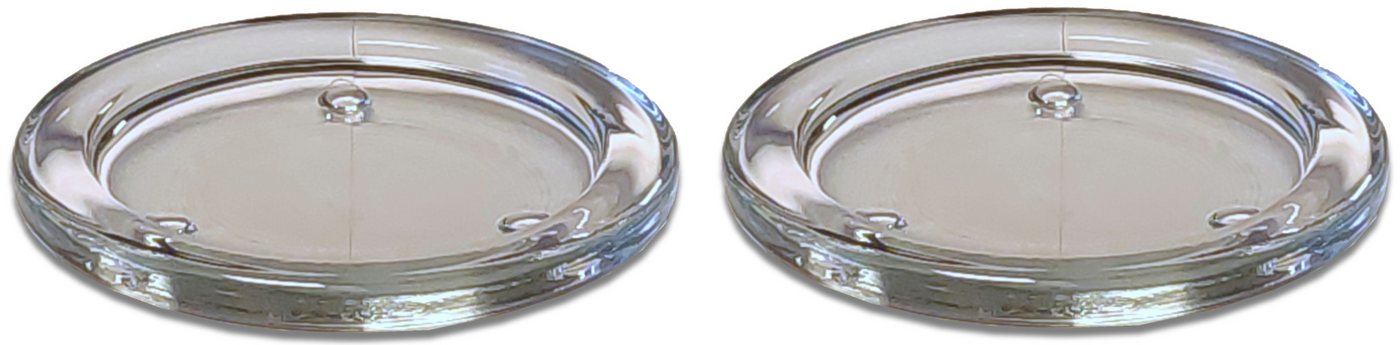 Koopman Kerzenhalter Transparent (2er-Set, 2 St), 2er Set, Glasteller, Kerzenteller, Kerzenständer, Ø10cm von Koopman
