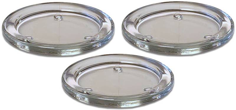 Koopman Kerzenhalter Transparent (2er-Set, 3 St), 3er Set, Glasteller, Kerzenteller, Kerzenständer, Ø10cm von Koopman