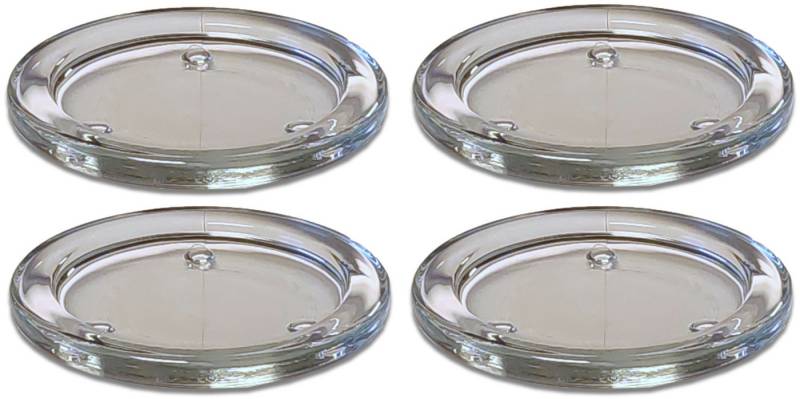 Koopman Kerzenhalter Transparent (2er-Set, 4 St), 4er Set, Glasteller, Kerzenteller, Kerzenständer, Ø10cm von Koopman