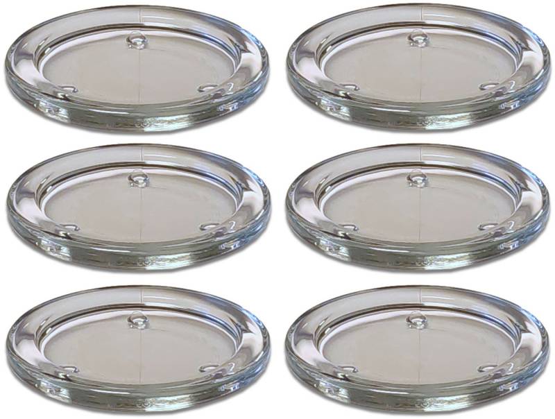 Koopman Kerzenhalter Transparent (2er-Set, 6 St), 6er Set, Glasteller, Kerzenteller, Kerzenständer, Ø10cm von Koopman