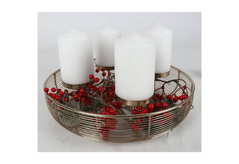 Koopman Kerzenständer Adventskerzenhalter Draht 37 x 10 cm Gold & Schwarz 4 Stück von Koopman