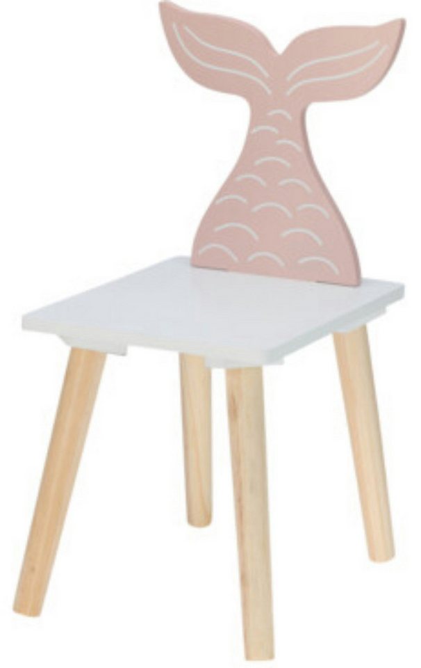 Koopman Kinderstuhl Weiß (1 St), Fischflosse, Kinder, Stuhl, Kinderhocker, Hocker von Koopman