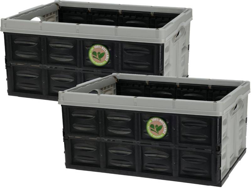 Koopman Klappbox Einkaufskiste Autobox 45 L Klappkiste Faltkiste Tragebox, Klappbar, aus 90 % recyceltem Material, Schwarz, 45 Liter, bis 40 kg von Koopman