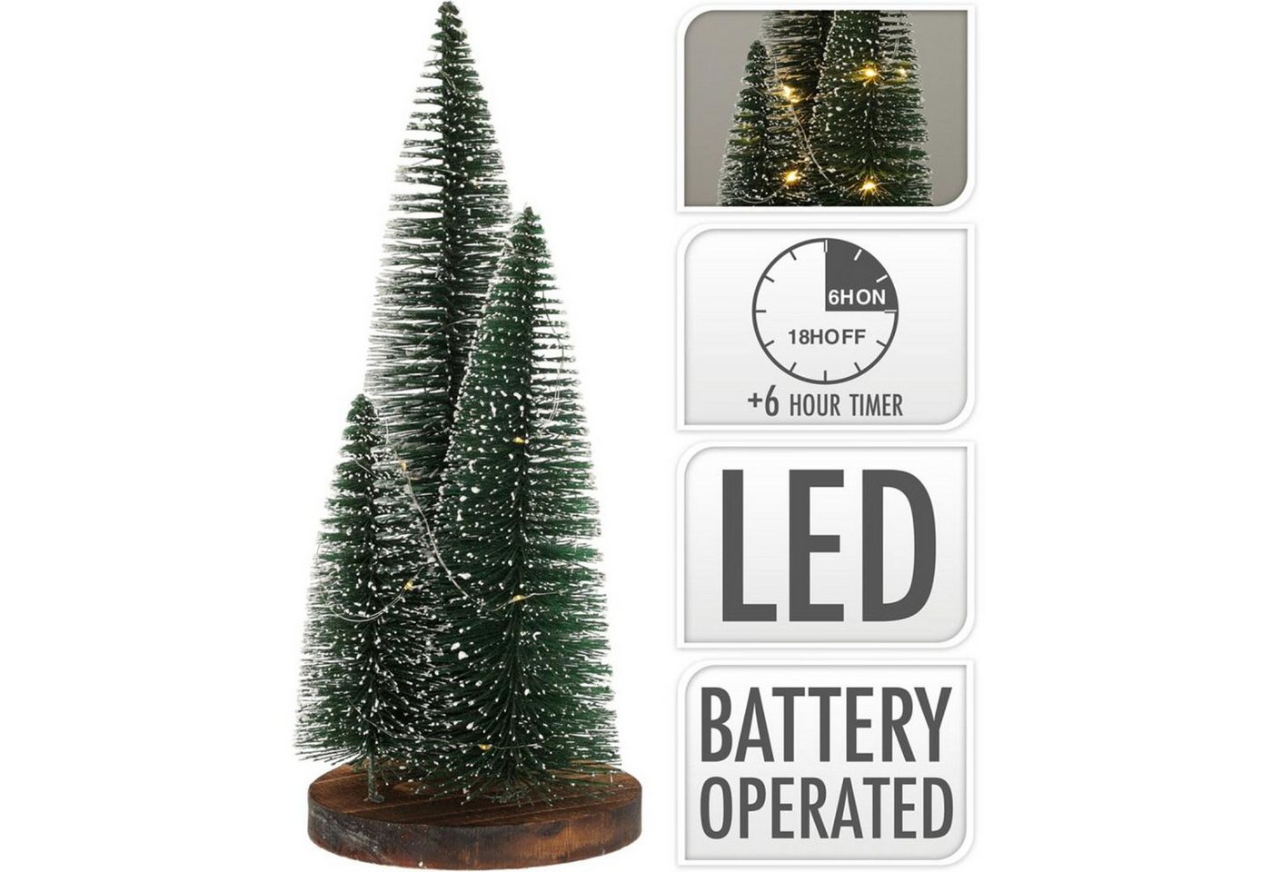 Koopman Künstlicher Weihnachtsbaum LED Weihnachtsbaum 3er Set 40 cm Holzsockel 12er Set Koopman Künstlicher Weihnachtsbaum LED Weihnachtsbaum 3er Set 40 cm Holzsockel 12er Set von Koopman