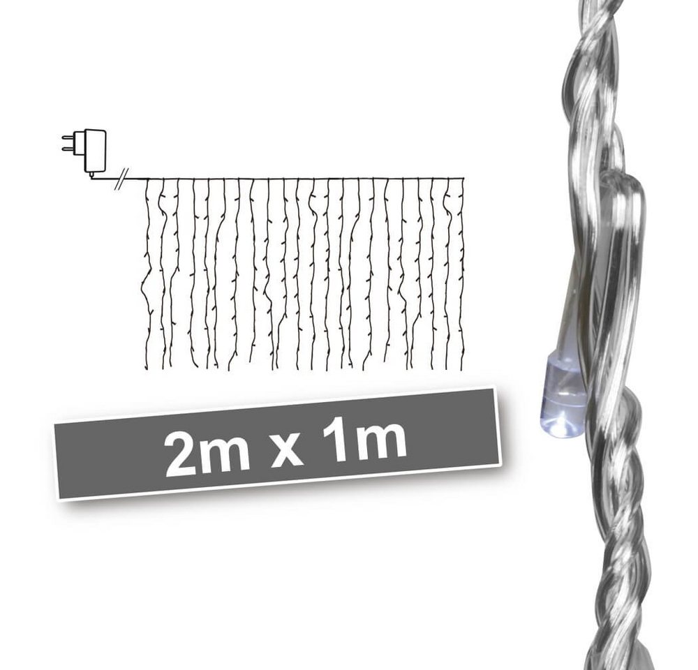 Koopman LED-Lichterkette LED-Minilichtervorhang, 220 weiße LEDs, transparentes Kabel von Koopman