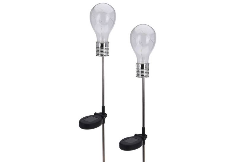 Koopman LED Solarleuchte Solarleuchte 2er Set Glühbirnenform, Ein-/Ausschalter, LED, Warmweiß, Solarlampe Gartenlampe von Koopman